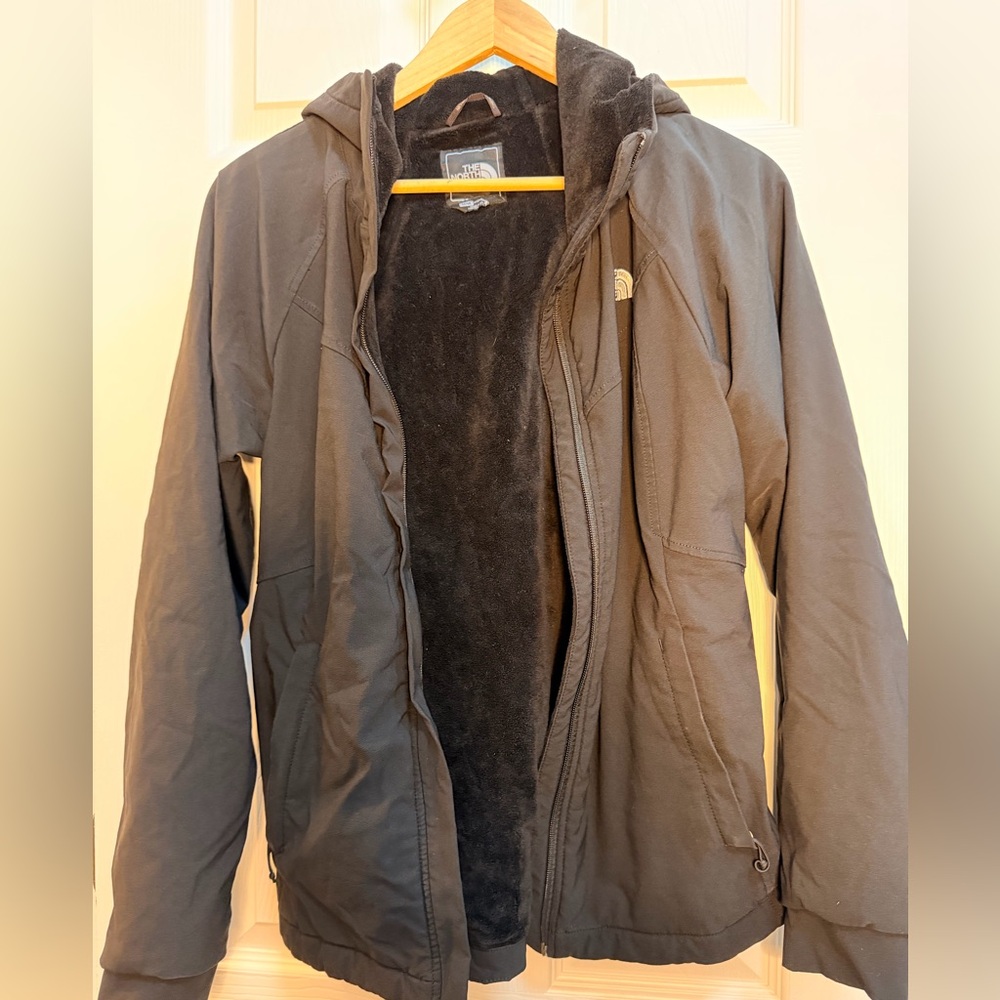 The North Face Black Hooded Fleece-Lined Jacket